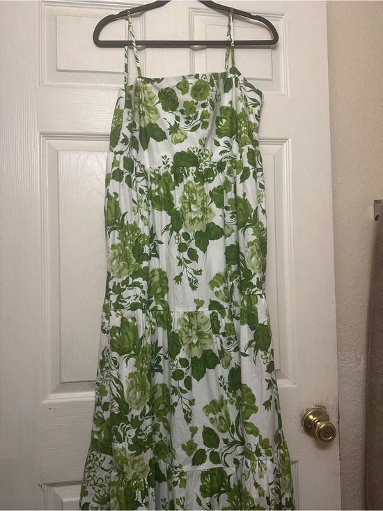 Reformation Dresses & Skirts - Reformation White Maxi Dress with Green Floral Print